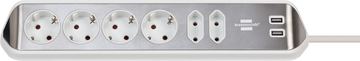 Brennenstuhl 1153590620 - 2 m - 6 AC-Ausgänge - Indoor - Abgewinkelt - IP20 - Silber - Weiß von LumaTech