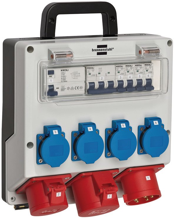Brennenstuhl 1154890020 - Schwarz - Blau - Grau - Rot - 7 AC-Ausgänge - 400 V - 32 A - 230 V - 400 V