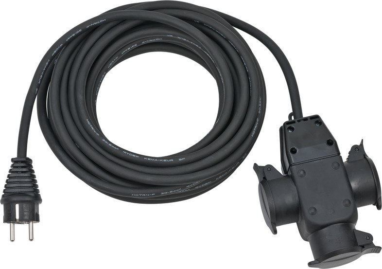 Brennenstuhl 1167810301 - 10 m - Draußen - IP44 - Gummi - Schwarz - 3 AC-Ausgänge