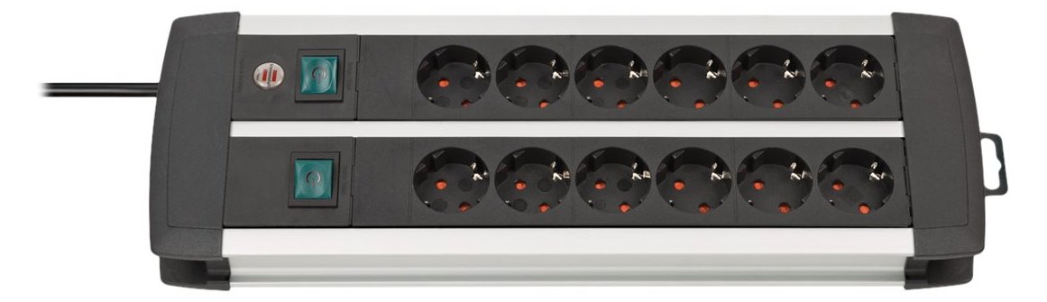 Brennenstuhl 1391000912 - 3 m - 12 AC-Ausgänge - Indoor - Aluminium - Schwarz - Weiß - 445 mm