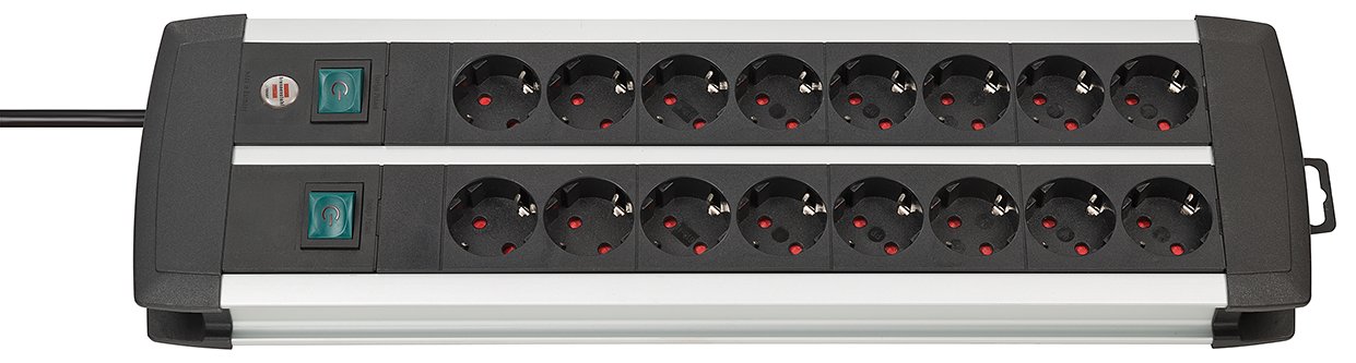 Brennenstuhl 1391000916 - 3 m - 16 AC-Ausgänge - Indoor - Aluminium - Schwarz - Weiß - 515 mm
