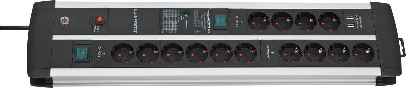 Brennenstuhl 1392000232 - 3 m - Drinnen - Type E/F - IP20 - Schwarz - Silber - 14 AC-Ausgänge