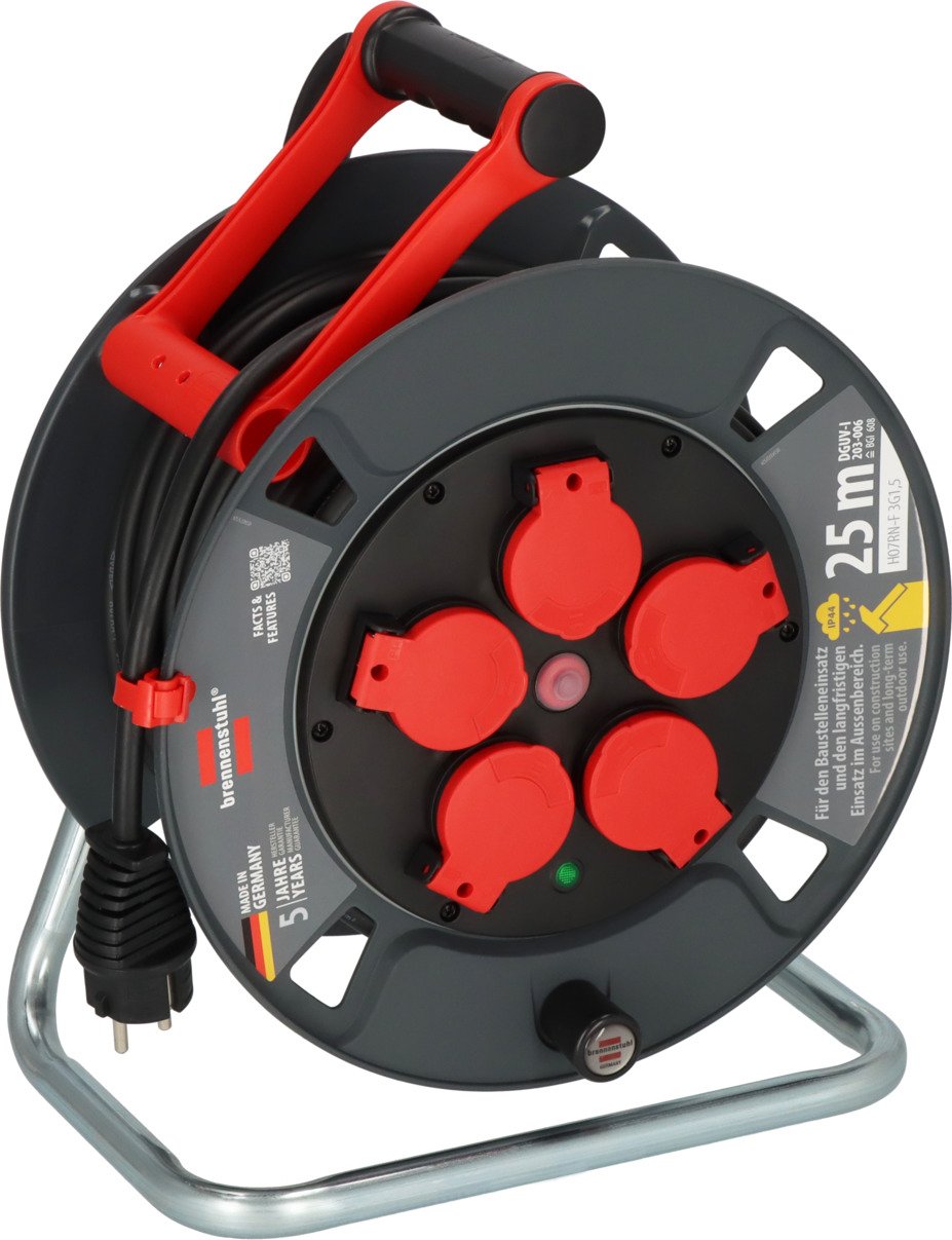 Brennenstuhl 9231250100 Kabeltrommel Schwarz Schutzkontakt-Stecker - Kabel - Kabel - Strom/Netzteil