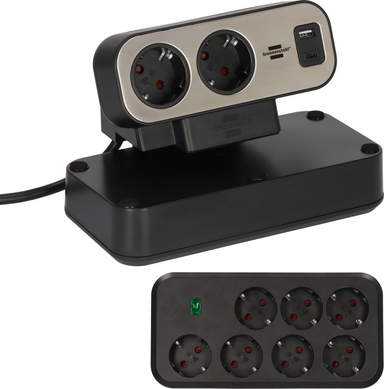 Brennenstuhl estilo Duplex Steckdosenleiste mitÜberspannungsschutz 1x USB C A 9x