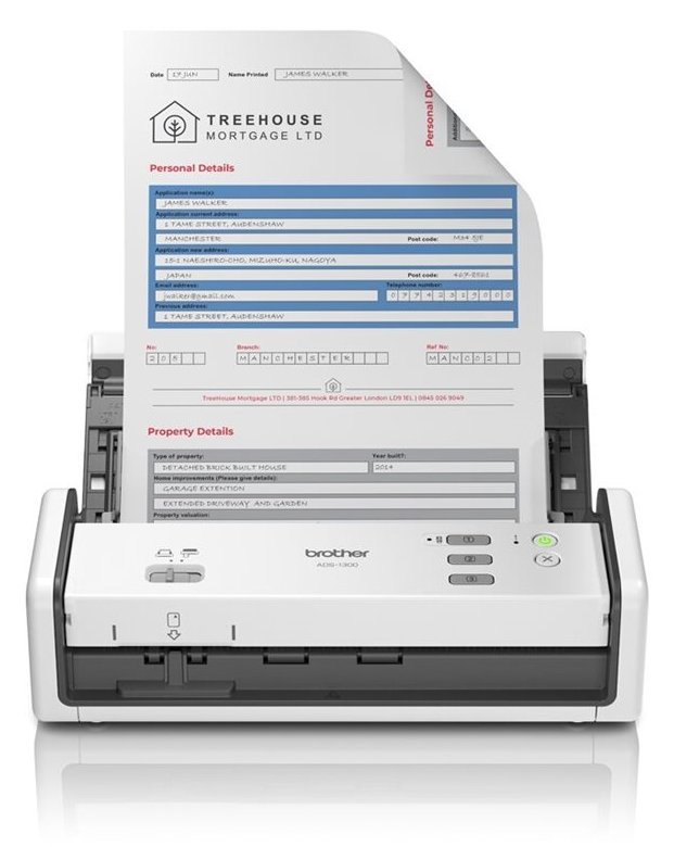 Brother ADS-1300 - Dokumentenscanner - Dual CIS - Duplex - A4 - 600 dpi x 600 dpi - bis zu 30 Seiten/Min. (einfarbig)
