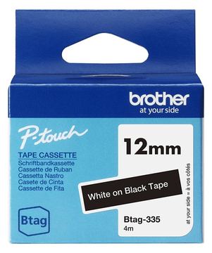 Brother BTAG-335 - Weiß auf Schwarz - Rolle (1,2 cm x 4 m) von LumaTech