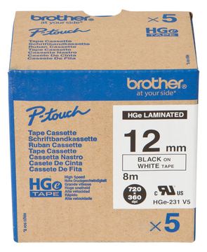 Brother HGE-231V5 - Schwarz auf Weiß - Rolle (1,2 cm x 8 m) von LumaTech