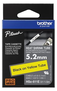 Brother HSe-611E - Schwarz auf Gelb - Rolle (0,52 cm x 1,5 m) von LumaTech