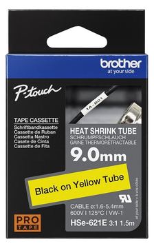 Brother HSe-621E - Schwarz auf Gelb - Roll (0,9 cm x 1,5 m) von LumaTech