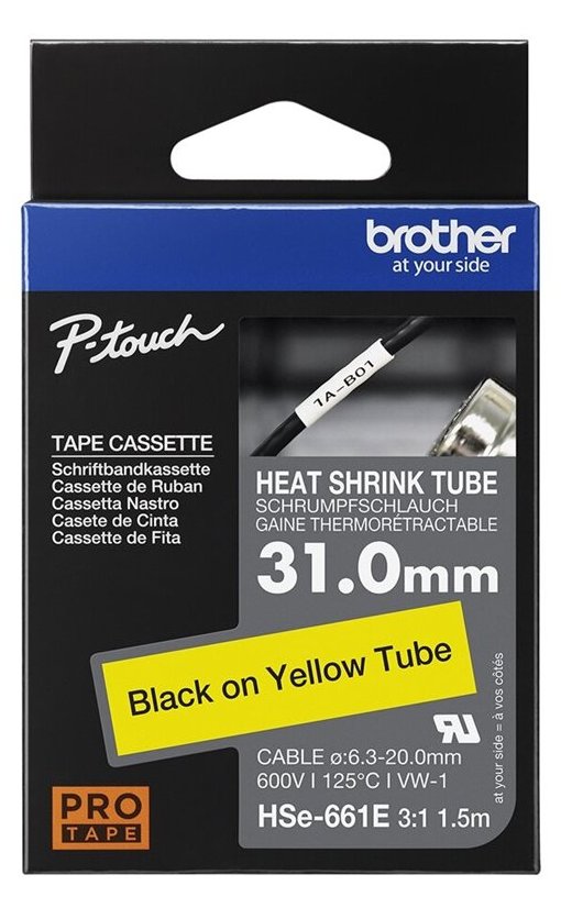 Brother HSe-661E - Schwarz auf Gelb - Rolle (3,1 cm x 1,5 m)
