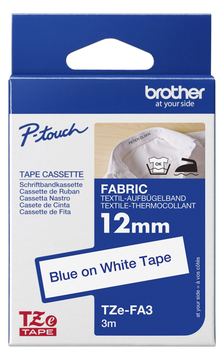 Brother TZe-FA3 - Gewebe - Blau auf Weiß - Rolle (1,2 cm x 3 m) von LumaTech