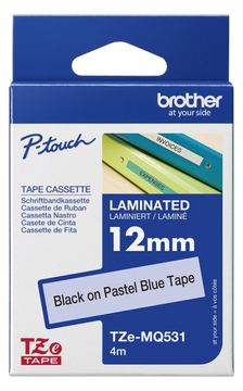 Brother TZe-MQ531 - Schwarz auf Pastellblau - Rolle (1,2 cm x 8 m) von LumaTech
