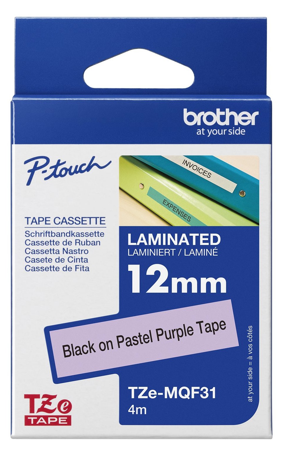 Brother TZe-MQF31 - Schwarz auf Pastelllila - Rolle (1,2 cm x 8 m)