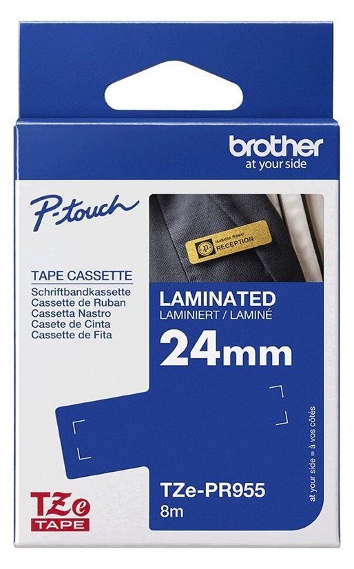 Brother TZe-PR955 - Weißer Druck auf Premium Glitter Silver - Rolle (2,4 cm x 8 m)