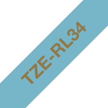 Brother TZe-RL34 - Seidig - Gold auf Hellblau - Rolle (1,2 cm x 4 m) von LumaTech