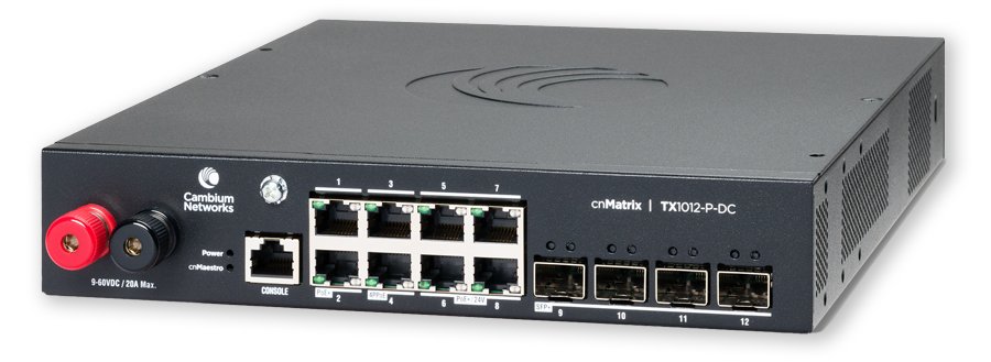 Cambium Networks cnMatrix Switch TX1012-P-DC - Managed - L2/L3 - Gigabit Ethernet (10/100/1000) - (PoE) - Rack-Einbau