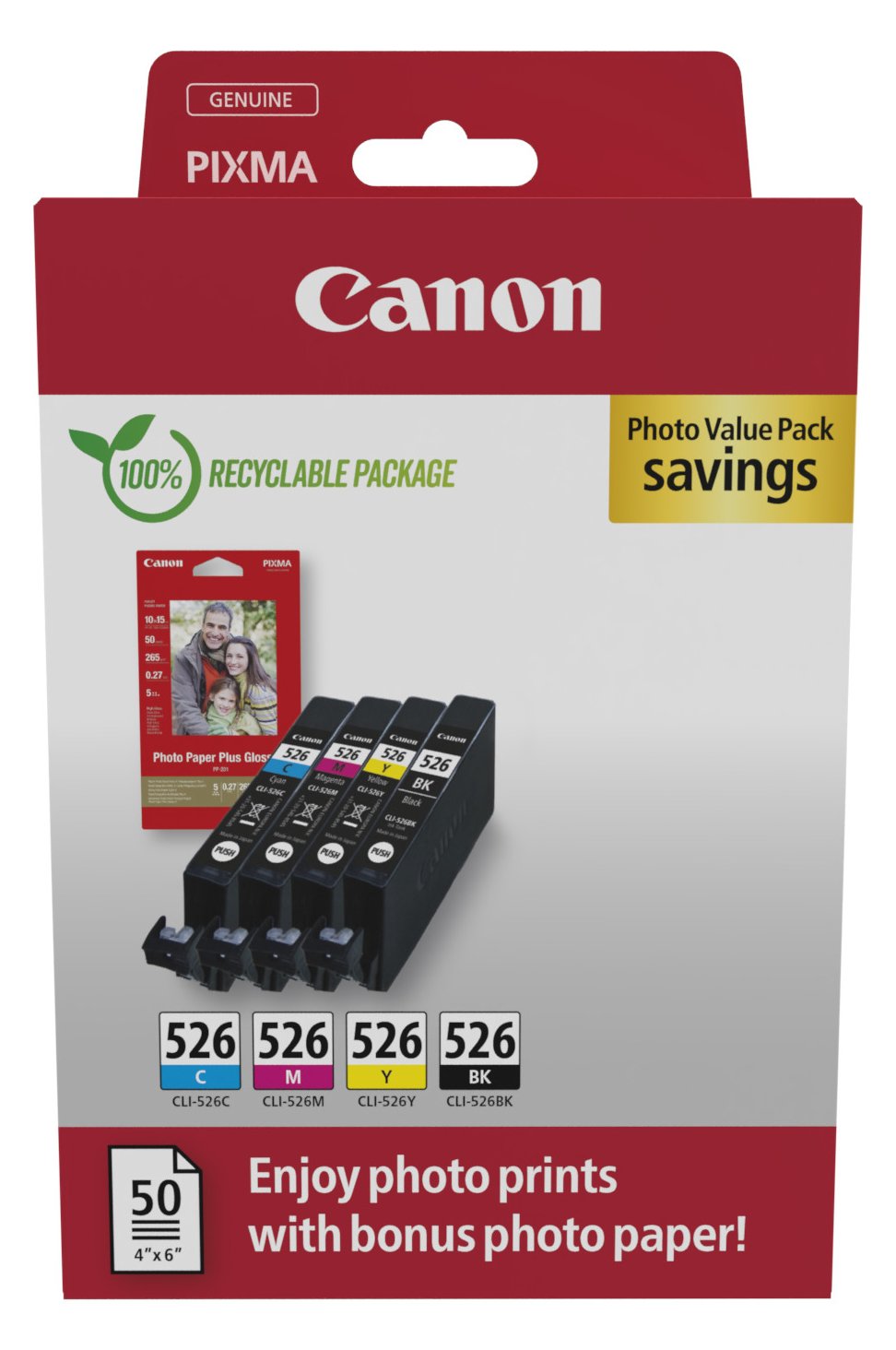 Canon CLI-526 Ink Cartridge C/M/Y/BK Photo Value - Tintenpatrone - Schwarz