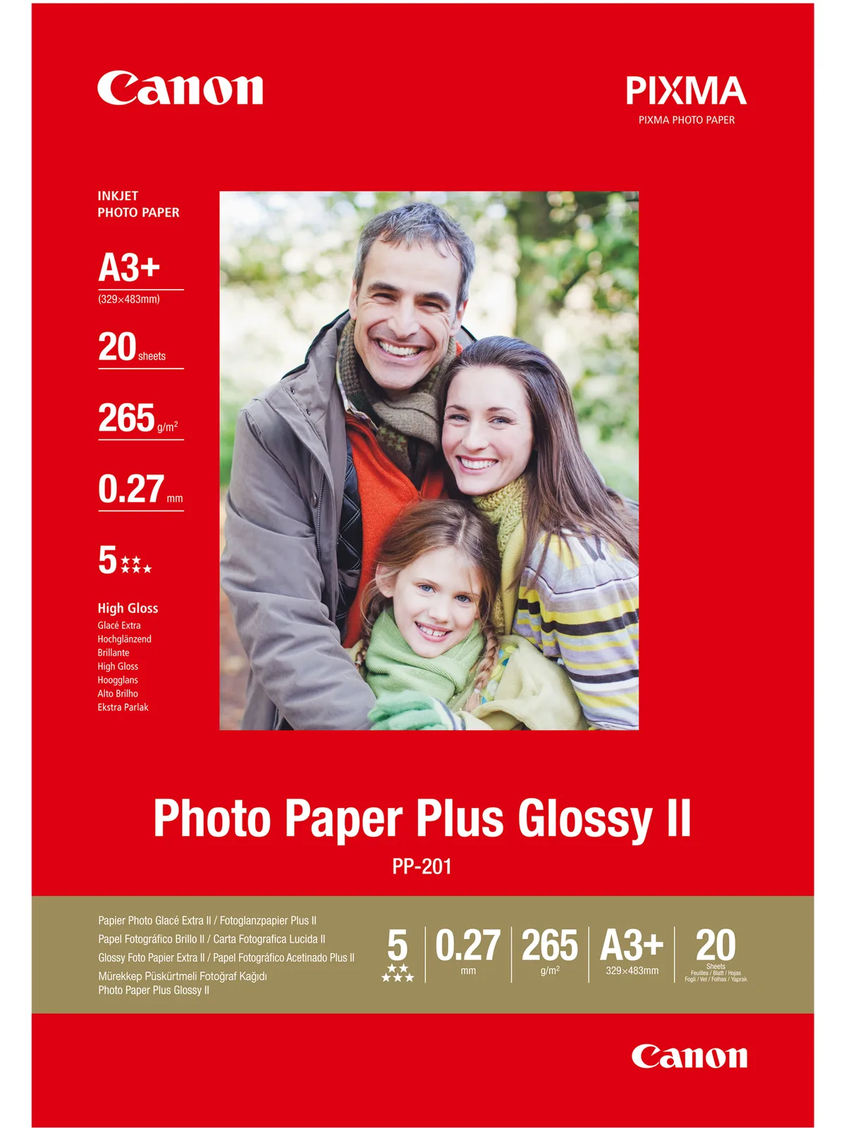 Canon Photo Paper Plus Glossy II PP-201 - Glänzend - A3 plus (329 x 423 mm), Ansicht 2