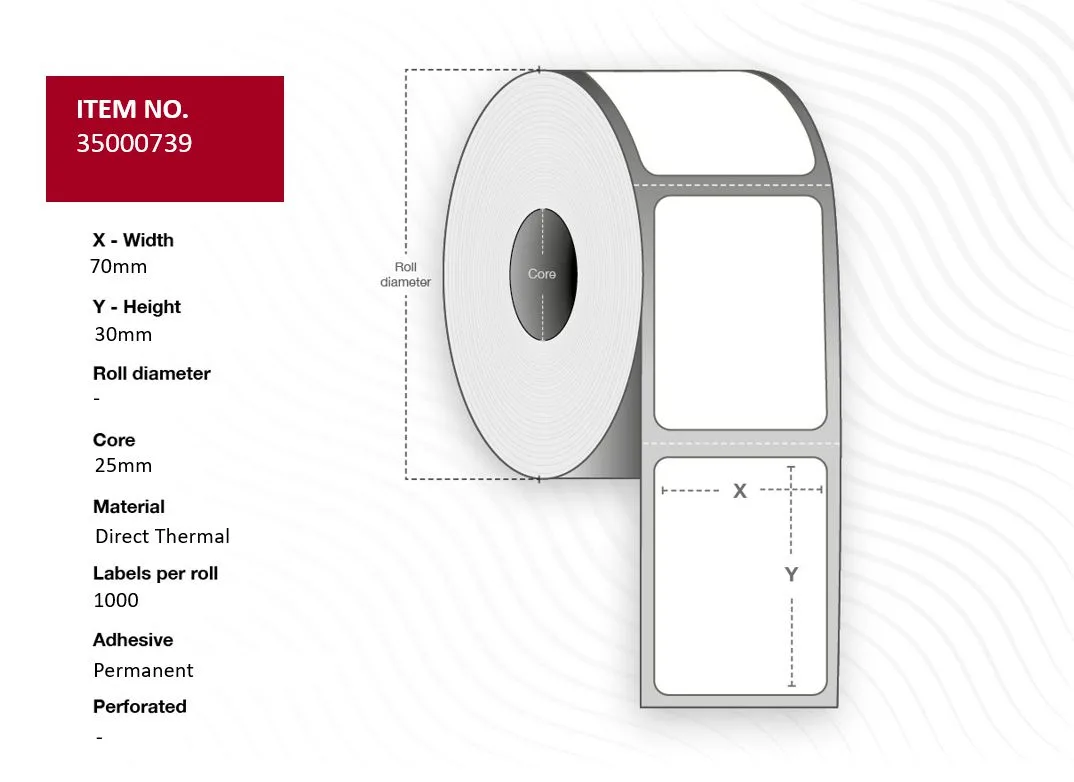 Capture Label 70x30 - Core 25. White. Eco. DT. Permanent. 1.000, Ansicht 2