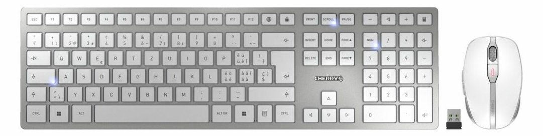 Cherry Tastatur-Maus-Set DW 9100 Slim Weiss/Silber - Tastatur - TL: Schweiz, QWERTZ