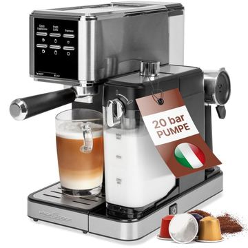 Clatronic PC-ES-KA 1266 Espressomaschine silber/schwarz - Espresso-Automat - 20 Bar von LumaTech