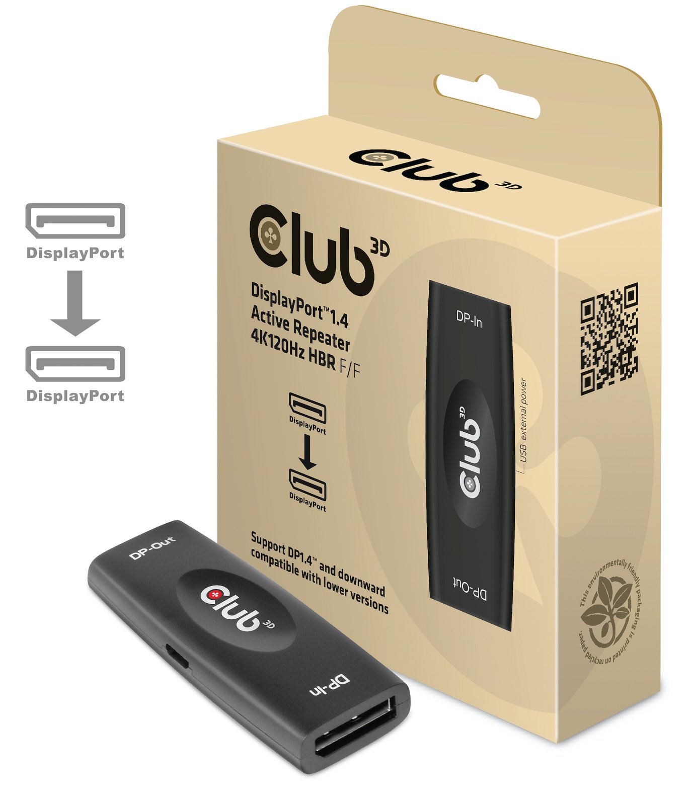 Club 3D CAC-1007 - Repeater - DisplayPort - 20-poliger DisplayPort / 20-poliger DisplayPort