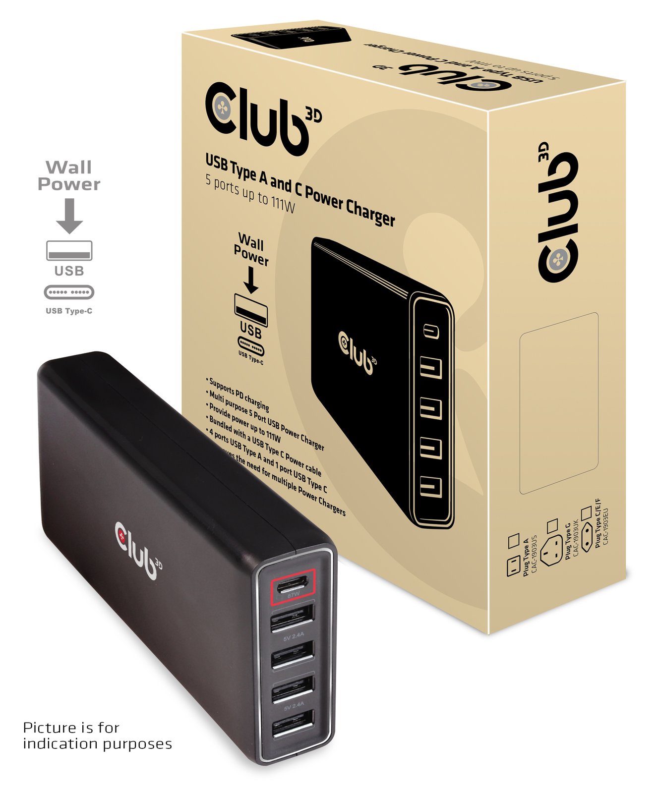 Club 3D CAC-1903 - Netzteil - AC 100-110/240 V