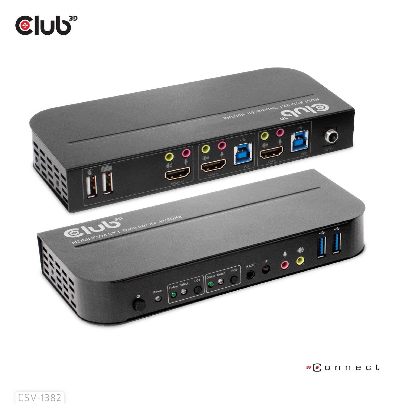 Club 3D CSV-1382 - KVM-/Audio-Switch - 2 x KVM/Audio