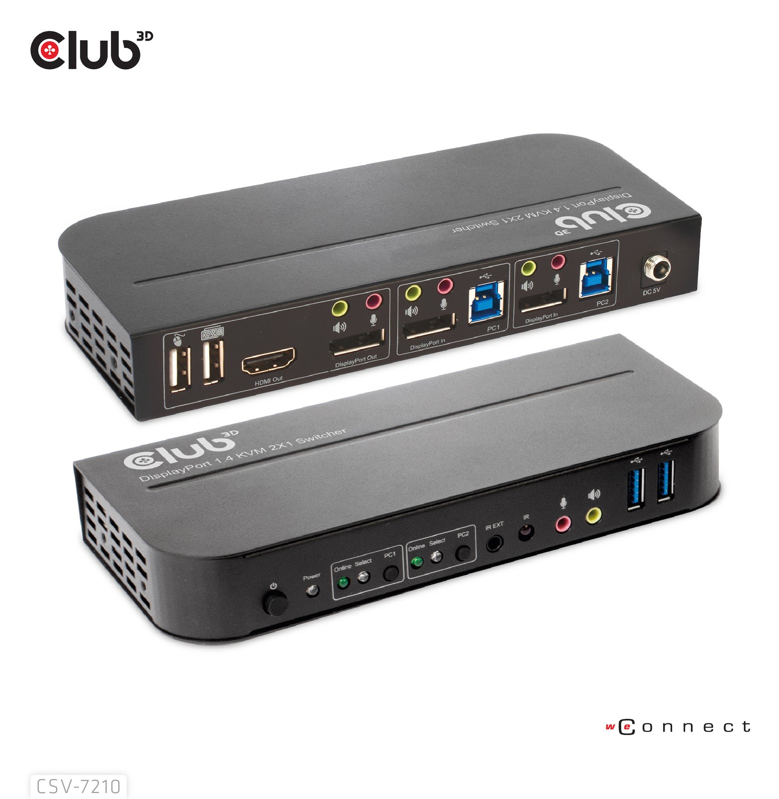 Club 3D CSV-7210 - KVM-/Audio-Switch - 2 x KVM/Audio