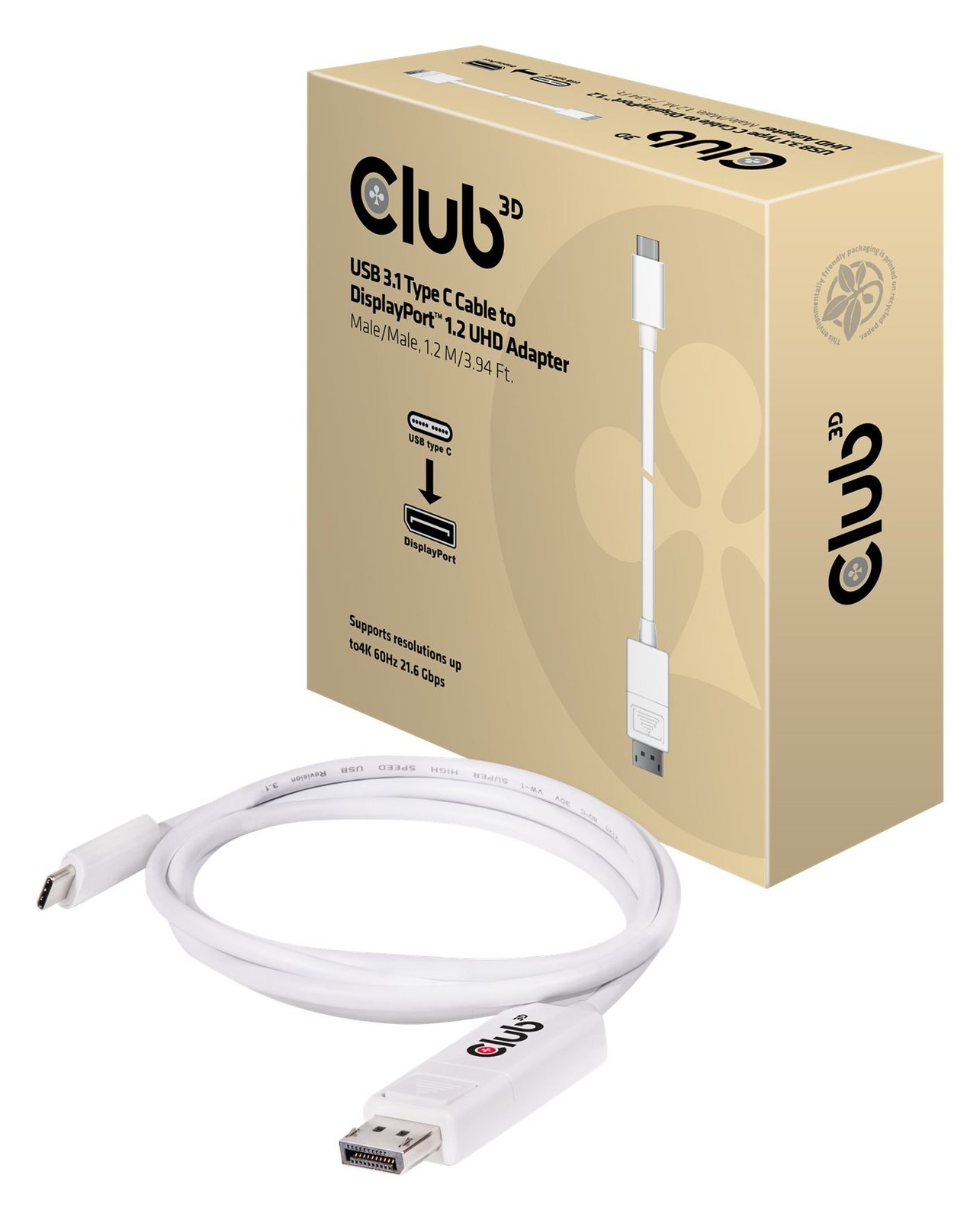 Club 3D DisplayPort-Kabel - USB-C (M) bis DisplayPort (M)