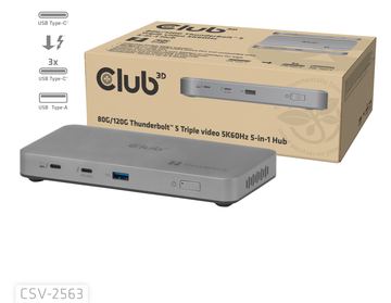 Club 3D Dockingstation - 5-1 Thunderbolt 5 Hub Triple Video 5K60Hz Share von LumaTech