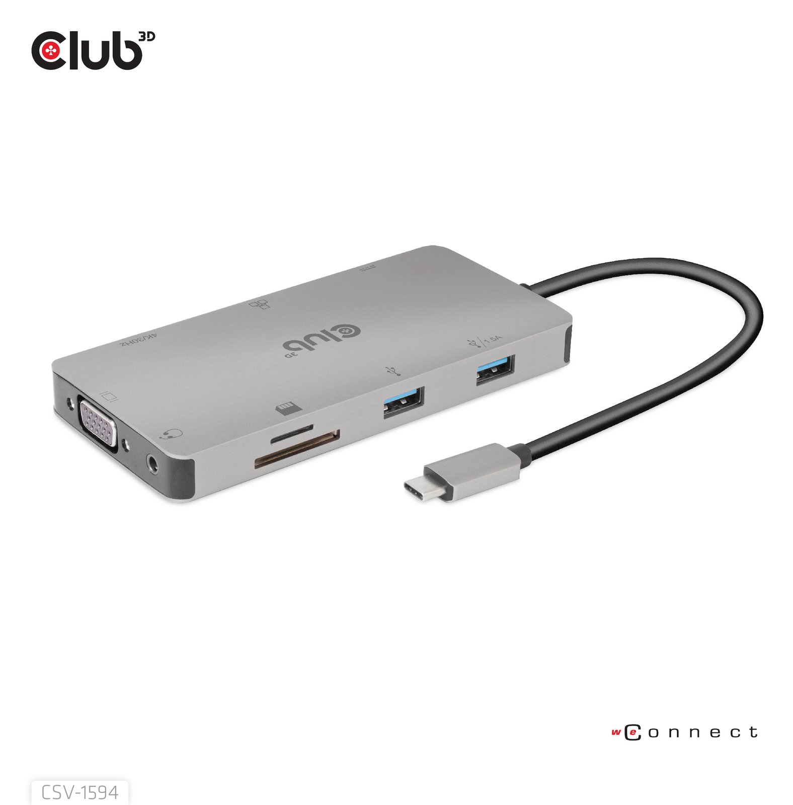 Club 3D USB Gen1 Type-C 9-in-1 hub - Dockingstation