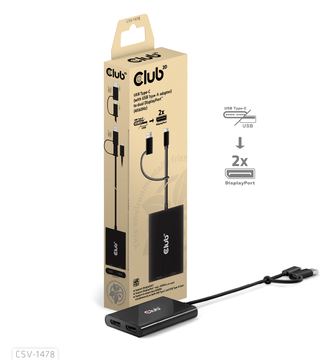 Club 3D Videoadapter - 24 pin USB-C, USB Typ A (M) - zu DisplayPort (W) - Support von 4K 60 Hz - CSV-1478 von LumaTech