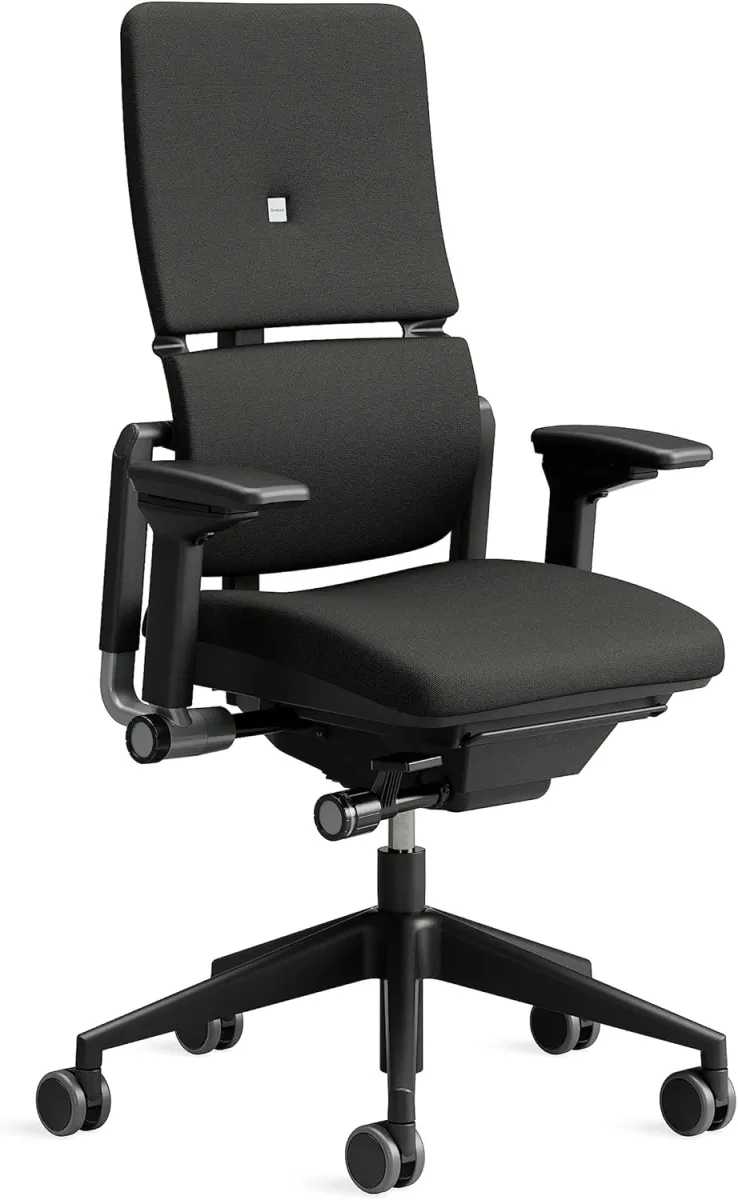 Steelcase Please Ergonomischer Bürodrehstuhl mit höhenverstellbarer Lumbalstütze Onyx Schwarz, 66 x 64 x 108