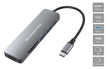 Conceptronic Dock USB-C->HDMI USB3.0/2.0 SD/TF 60WPD 0.12mgr von LumaTech