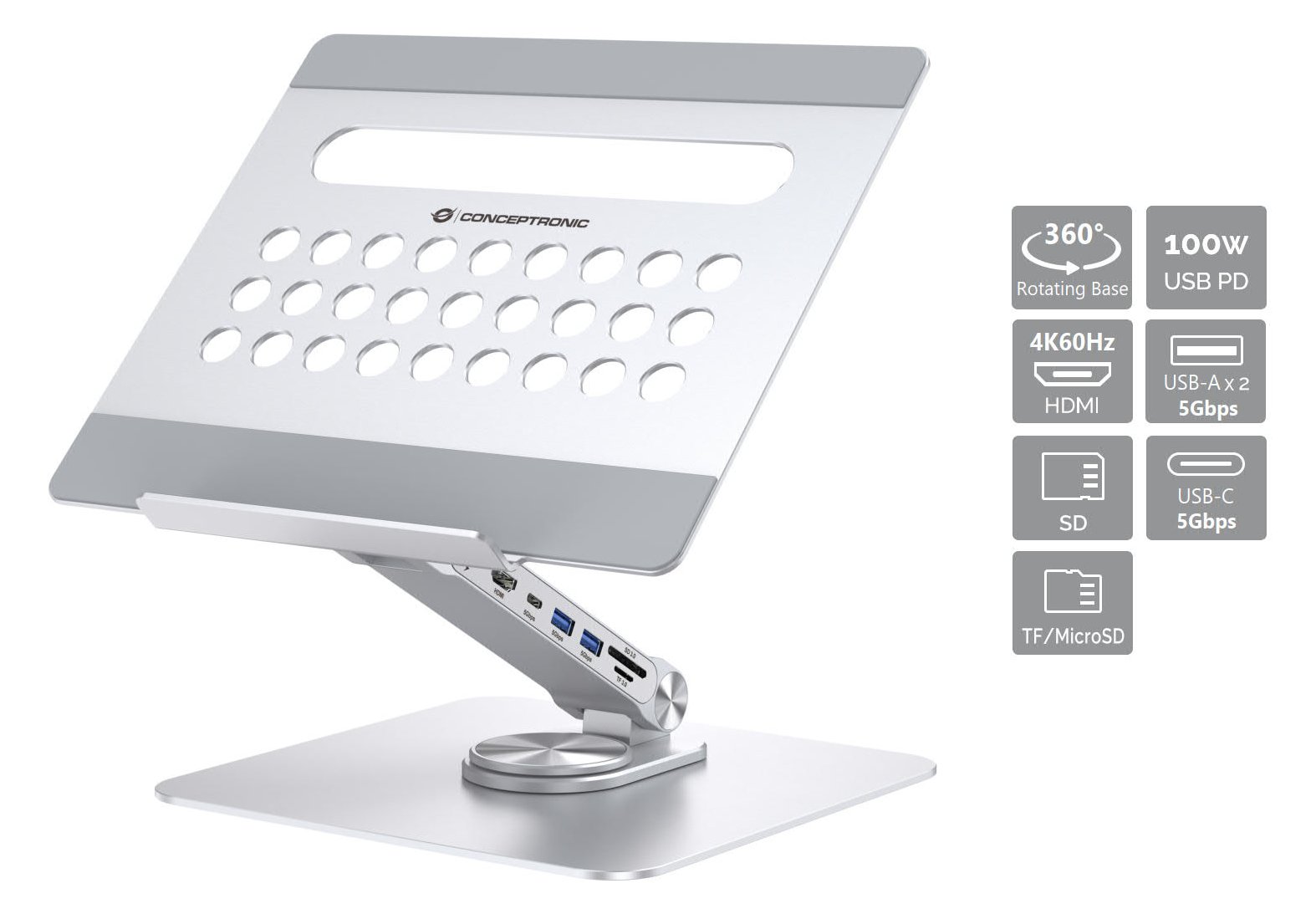 Conceptronic Tablet Halterung inkl 7-in-1 Docking Station si