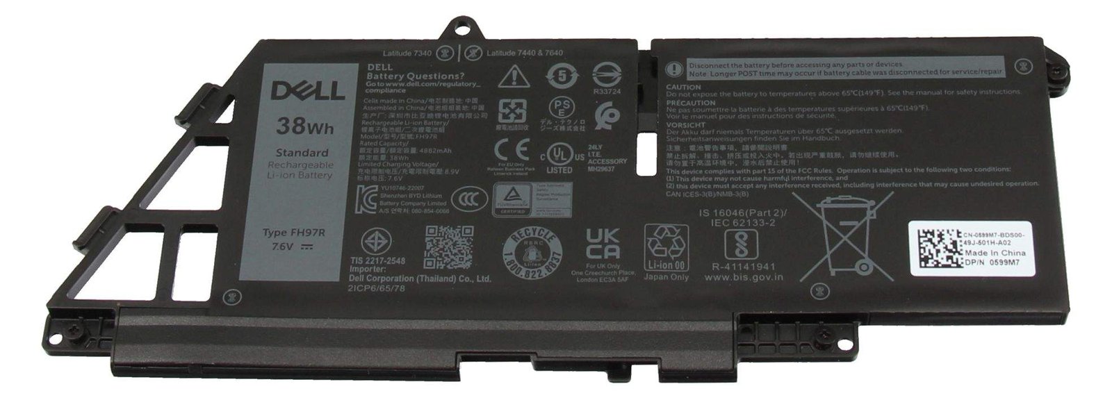 Dell Btry Pri 38Whr 2C Lith Byd