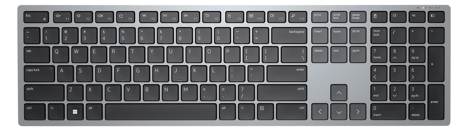 Dell Pro Plus-Tastatur – KB700 - Volle Größe (100%) - Kabellos - Bluetooth - Grau - TL: US, QWERTY