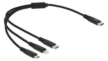 Delock 3 in 1 - Kabel nur zum Laden - 24 pin USB-C männlich zu Micro-USB Typ B, Lightning, 24 pin USB-C männlich von LumaTech