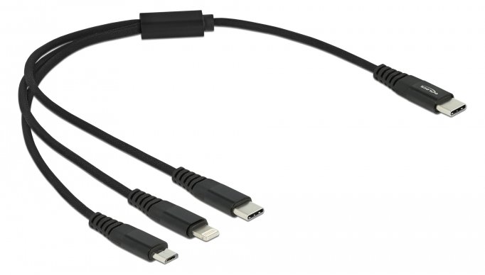 Delock 3 in 1 - Kabel nur zum Laden - 24 pin USB-C männlich zu Micro-USB Typ B, Lightning, 24 pin USB-C männlich von LumaTech