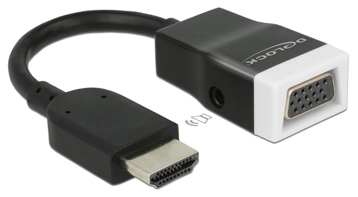 Delock Adapter HDMI-A Stecker > VGA Buchse mit Audio - Schwarz / Weiß