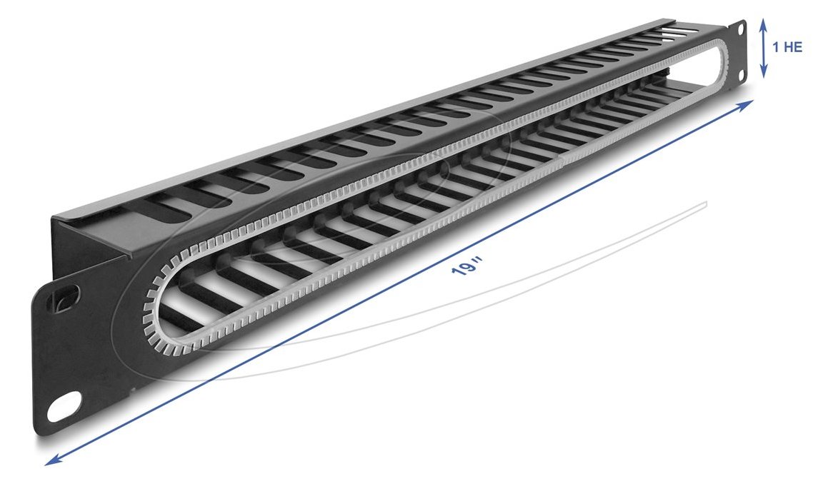 Delock Cable routing panel - Schwarz, RAL 9005 - 1U - 48.3 cm (19)