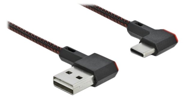 Delock Easy - USB-Kabel - USB (M) links/rechts abgewinkelt, umkehrbar zu 24 pin USB-C (M)