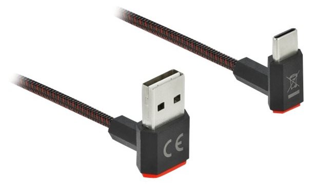 Delock Easy - USB-Kabel - USB (M) nach oben/unten abgewinkelt, doppelseitig zu USB-C (M)