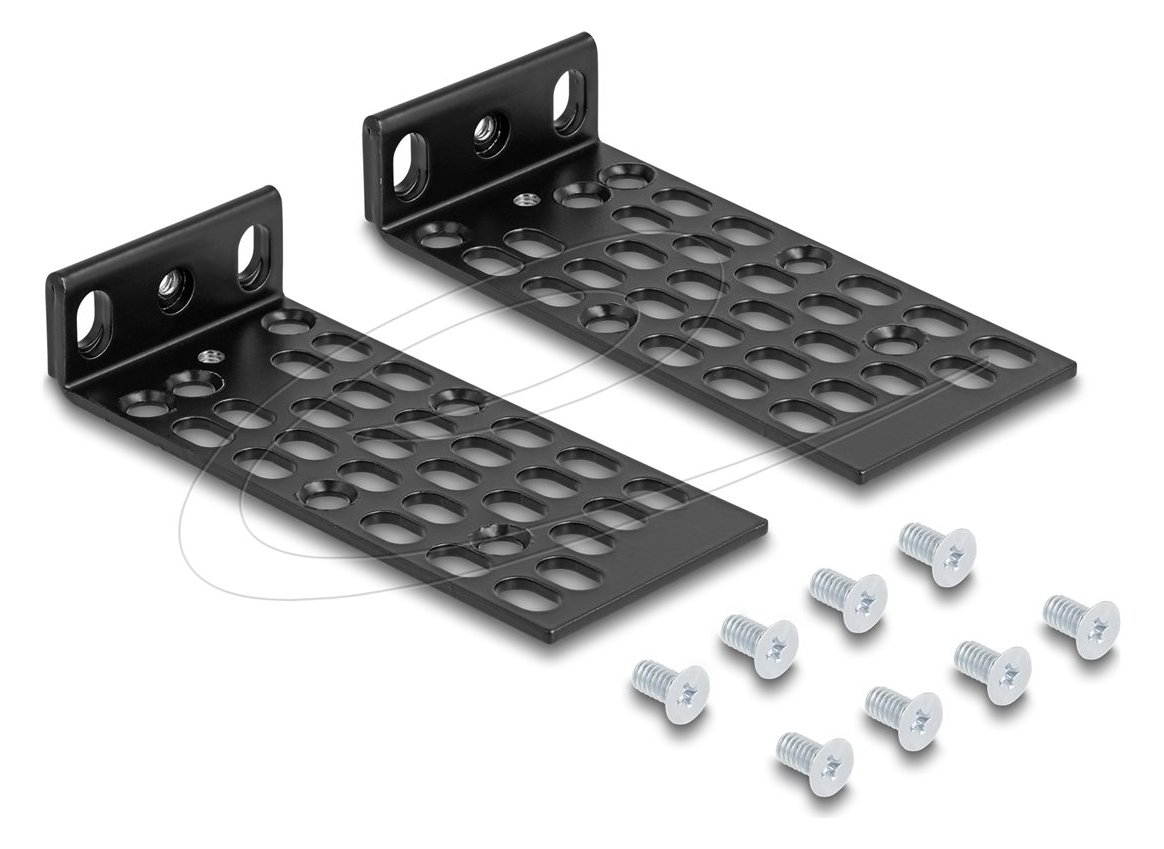Delock Halterung - Universal - Rack montierbar - Schwarz - 1U (Packung mit 2)