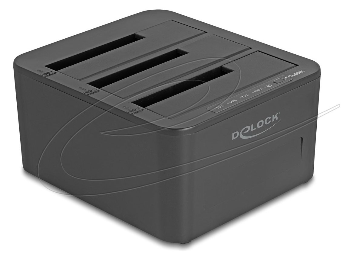 Delock HDD / SSD Dockingstation - 1:2 clone function Schächte: 3 - 2,5 / 3,5 gemeinsam genutzt (6,4 cm/8,9 cm)