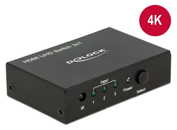 Delock HDMI UHD Switch 3 x HDMI in > 1 x HDMI out 4K