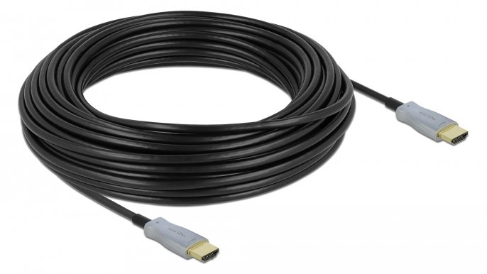 Delock High Speed - HDMI-Kabel - HDMI männlich zu HDMI männlich - 20 m - Glasfaser - Schwarz - 4K Unterstützung