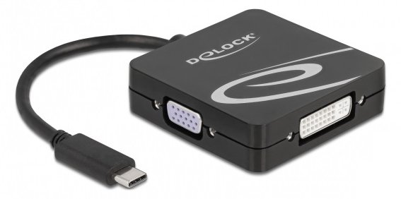 Delock High Speed - Videoadapter - Single Link - USB-C männlich zu DB-15, DVI-I, HDMI, DisplayPort weiblich - 10 cm
