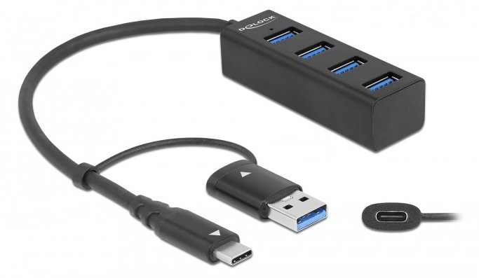 Delock Hub - 4 x USB 3.2 Gen 1 + 1 x USB-C 3.2 Gen 1